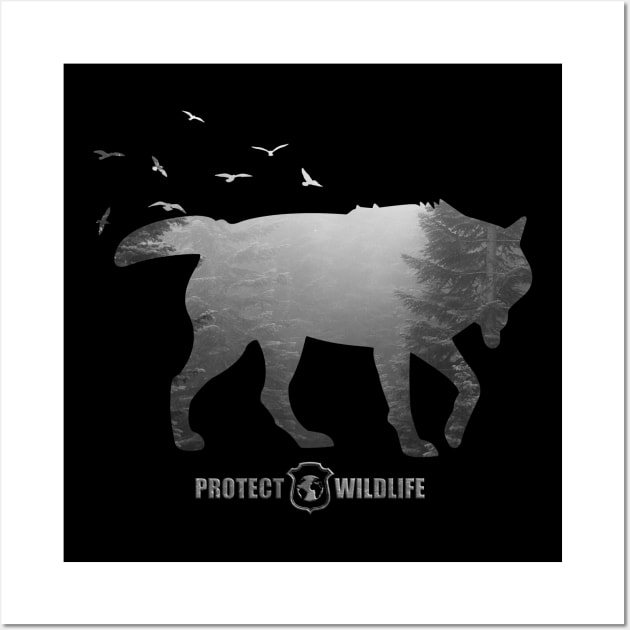 Protect Wildlife - Nature - Wolf Silhouette Wall Art by JTYDesigns